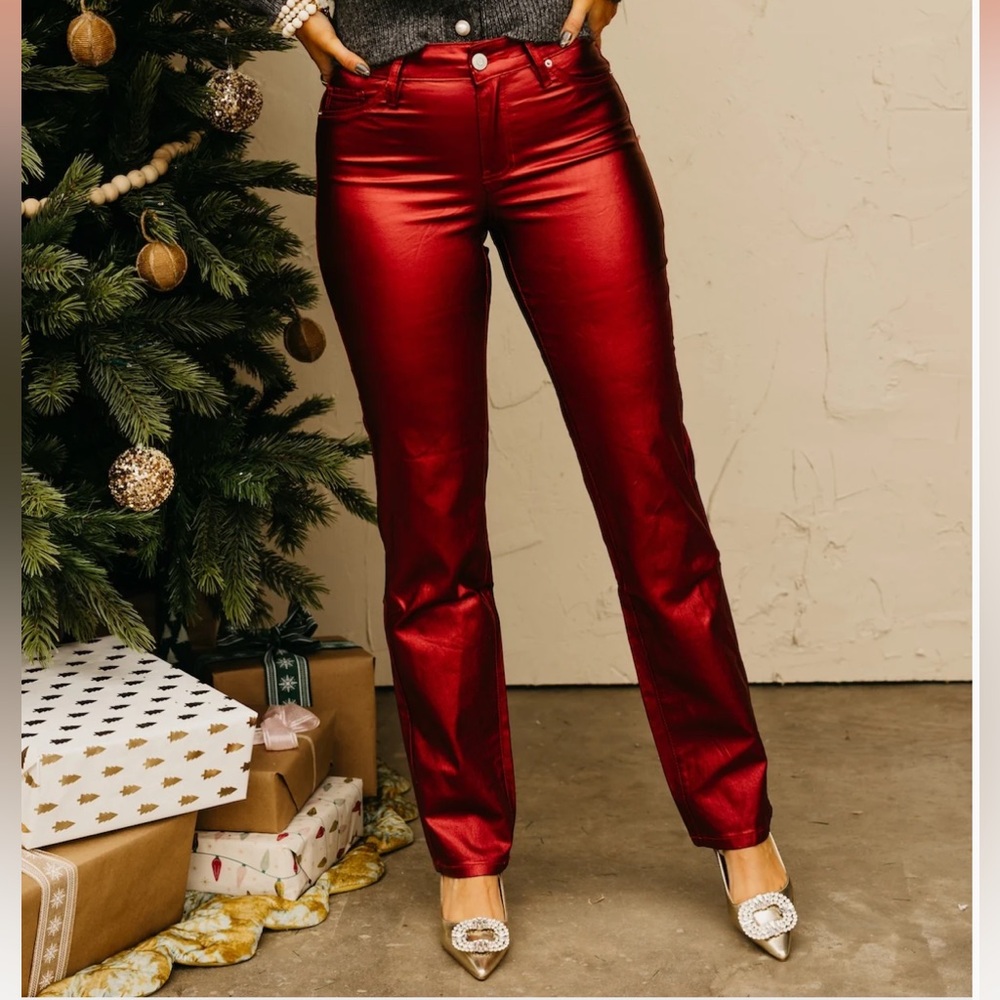 Metallic Straight Leg Pants - Size M